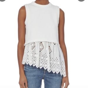 Sea New York white eyelet asymmetrical top.